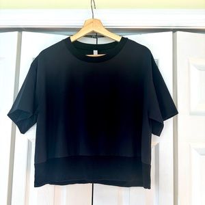 Athleta silky boxy tee with ribbed trim